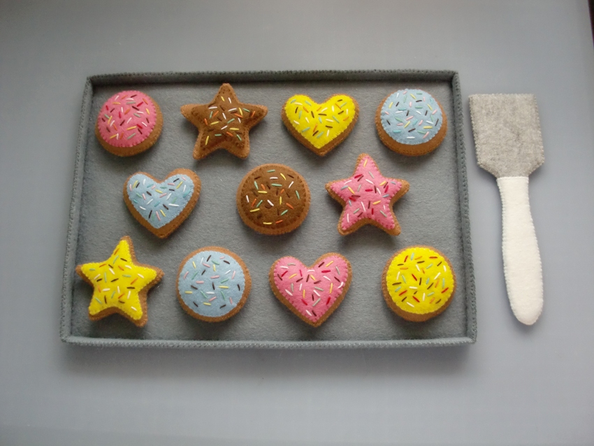 Felt Patterns Baked Cookies Set Cookies, Cookie Cutters, Dough