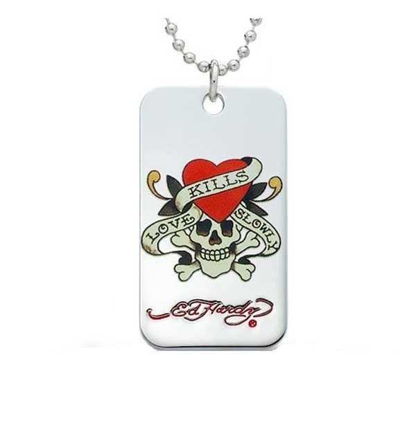 ed hardy dog tag necklace