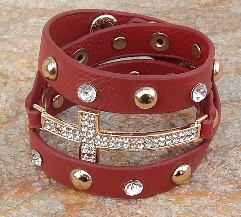 red leather wrap bracelet