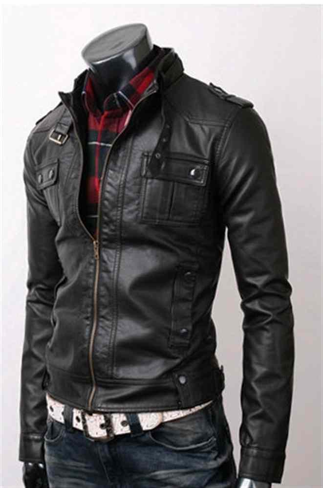 slim leather jacket mens