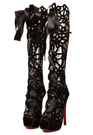 knee high cut out boots