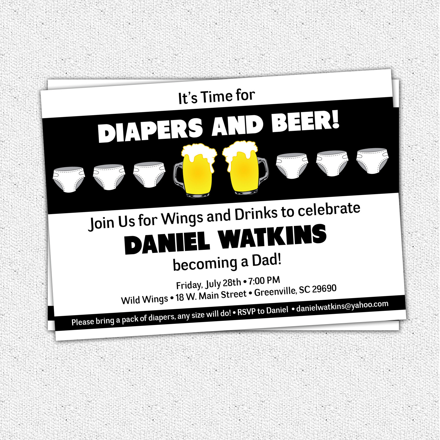 diapers for dad invitations