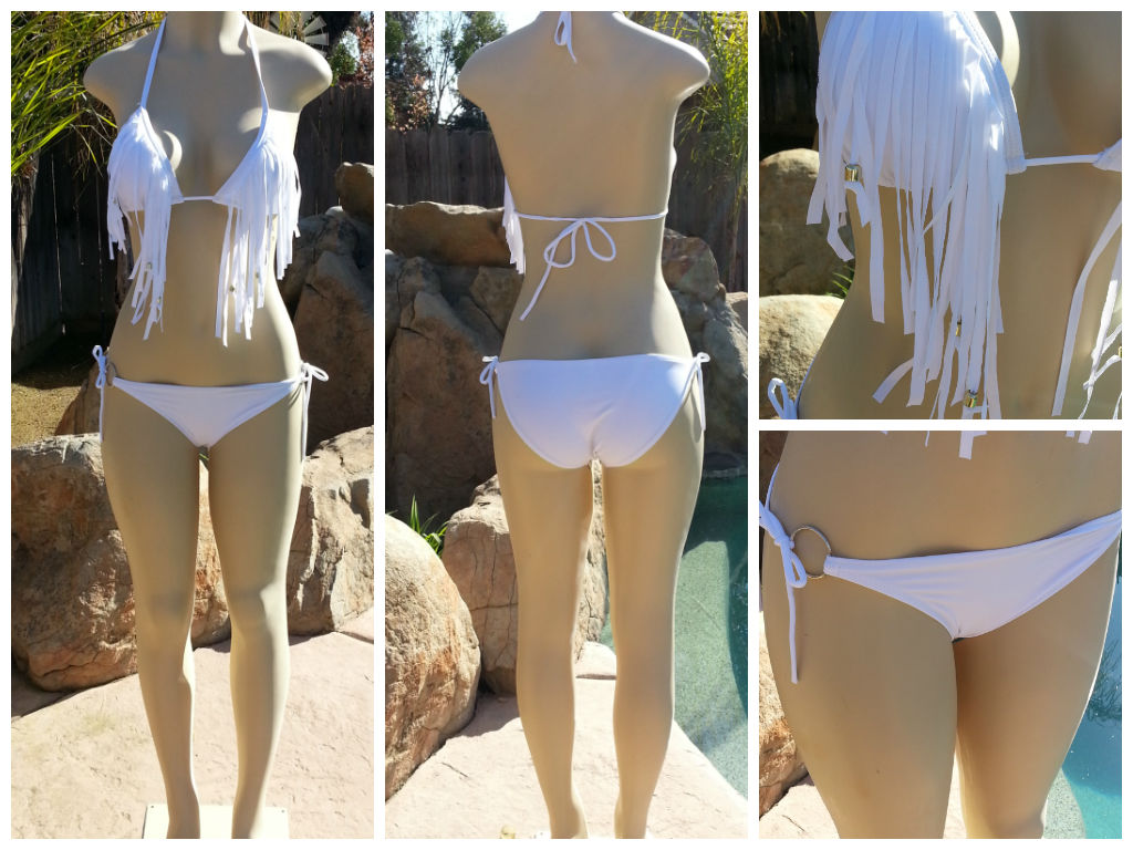 white fringe bikini