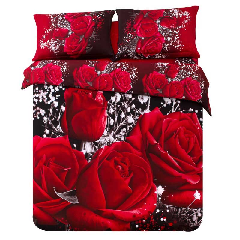 (3 PCS/SET) luxury Red Rose printed 3D wedding bedding sets on Storenvy