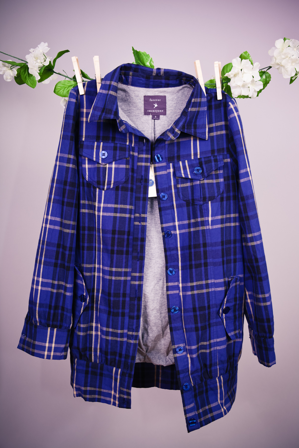Blue flannel plaid trench coat on Storenvy
