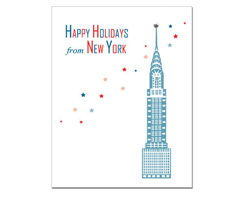 new york skyline chrysler holiday christmas card with a2 notecard