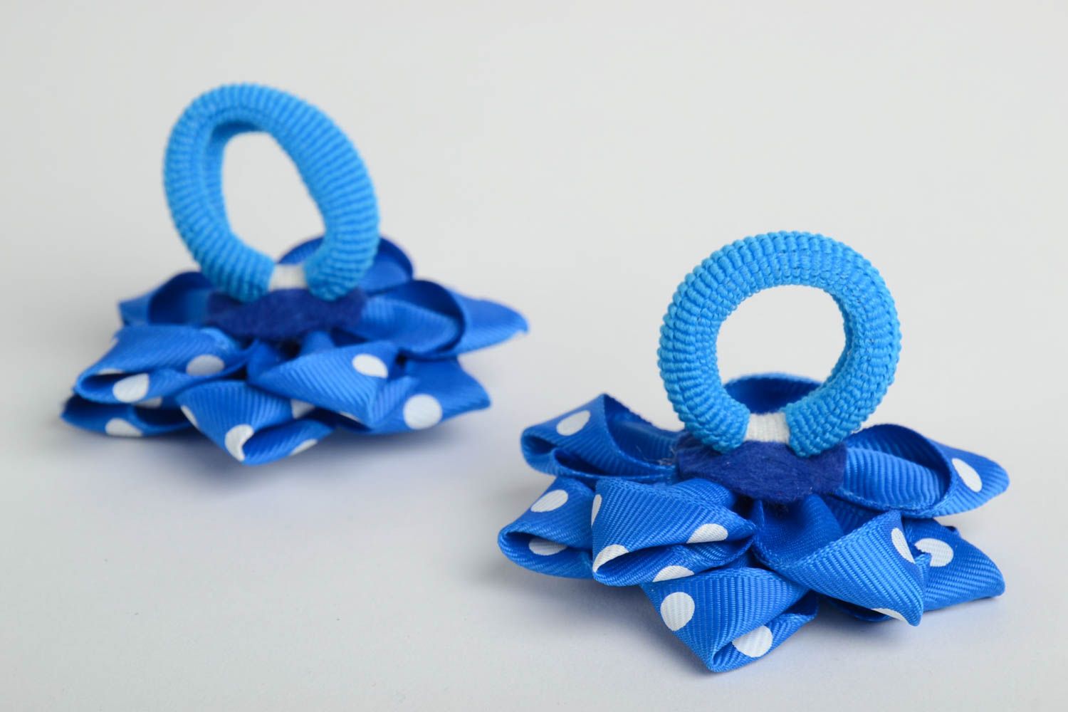 Set Of 2 Designer Homemade Hair Ties With Blue And Sold By