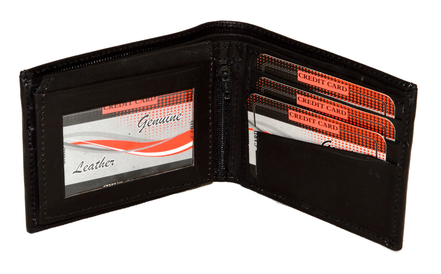 The Original BMF Green Embroidery//Green Inside Black Leather Wallet
