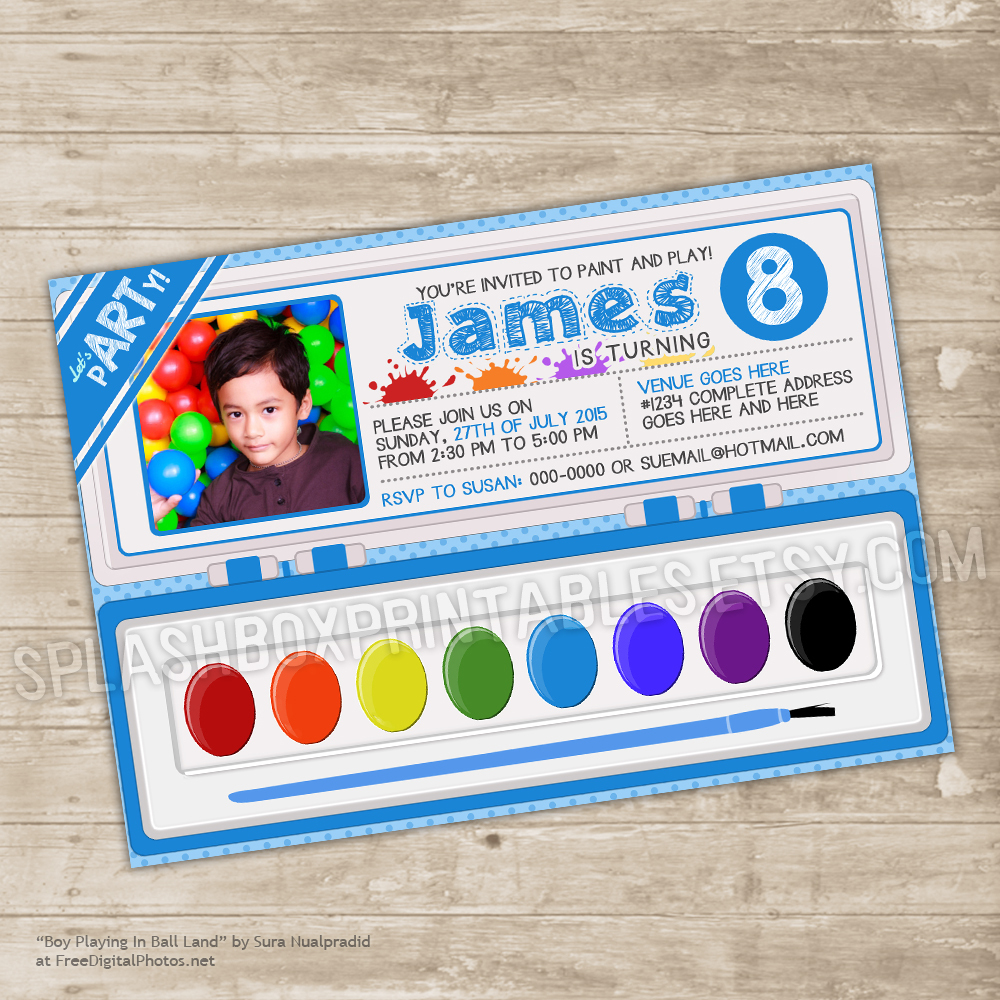 art party invitation little artist invite picasso watercolor