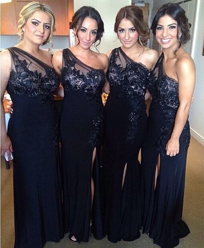 one shoulder bridesmaid dresses long