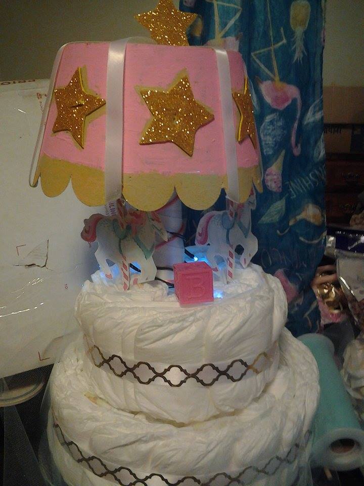 Light Up Carousel Diaper Cake for girl or boy baby on Storenvy