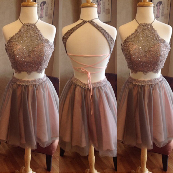 Short Brown Halter Dress