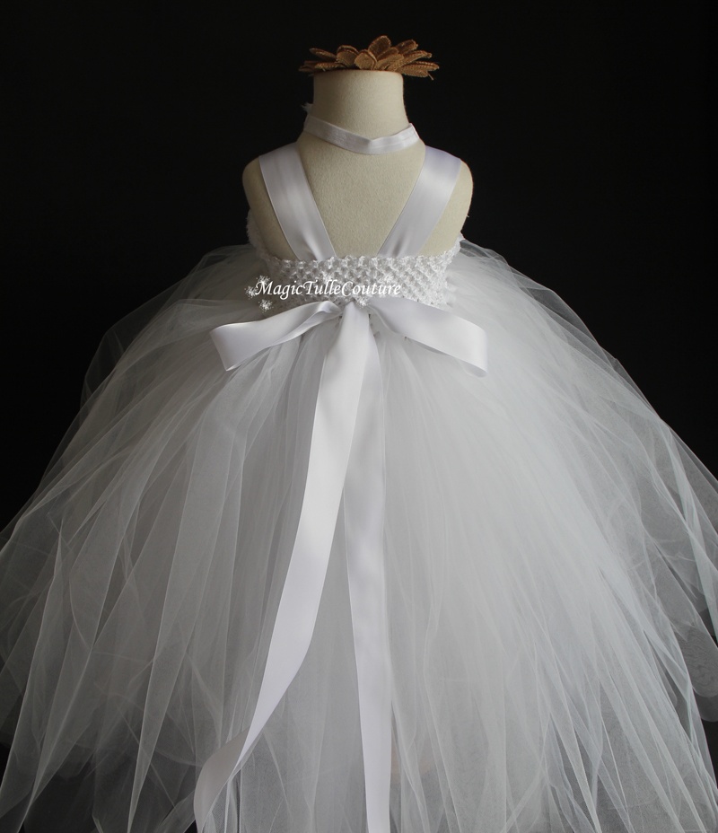Ivory Flower Girl Tutu Dresses, Toddler Tutu Dresses, Wedding Tulle Dresses, Girls Birthday