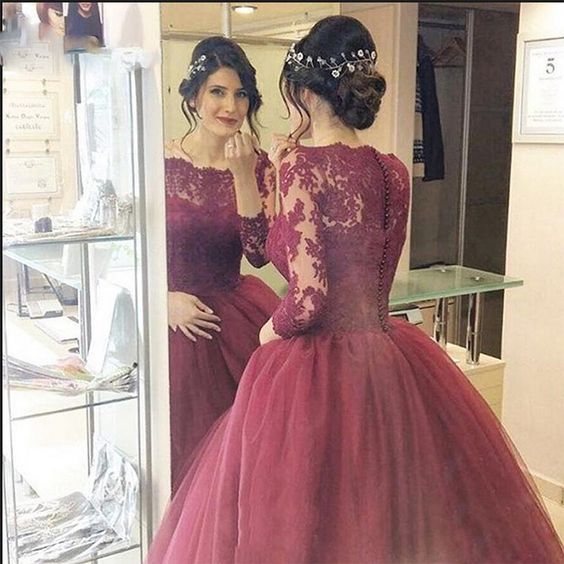Burgundy Evening Gown Dress
