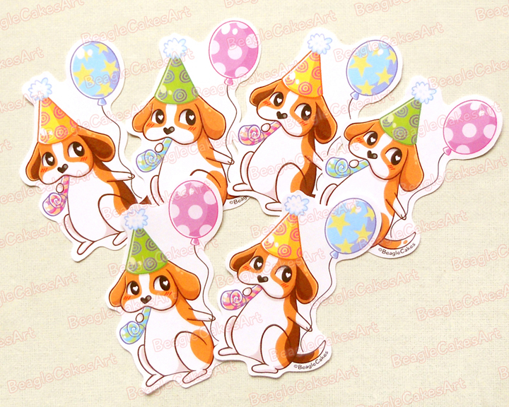 Birthday Dog Sticker. Beagle Stickers. Dog Sticker. Puppy Stickers