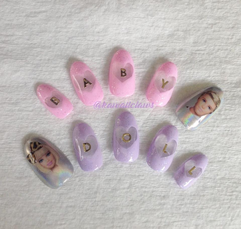 Babydoll Holo Barbie Negative Space Heart Pastel Goth Holographic