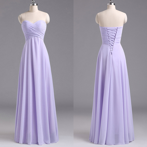 Sweetheart Lavender Bridesmaid Dresses, Chiffon Floor