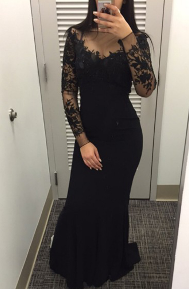 Mermaid Prom Dresses Bateau Appliques Prom Dress Long Sleeves Prom