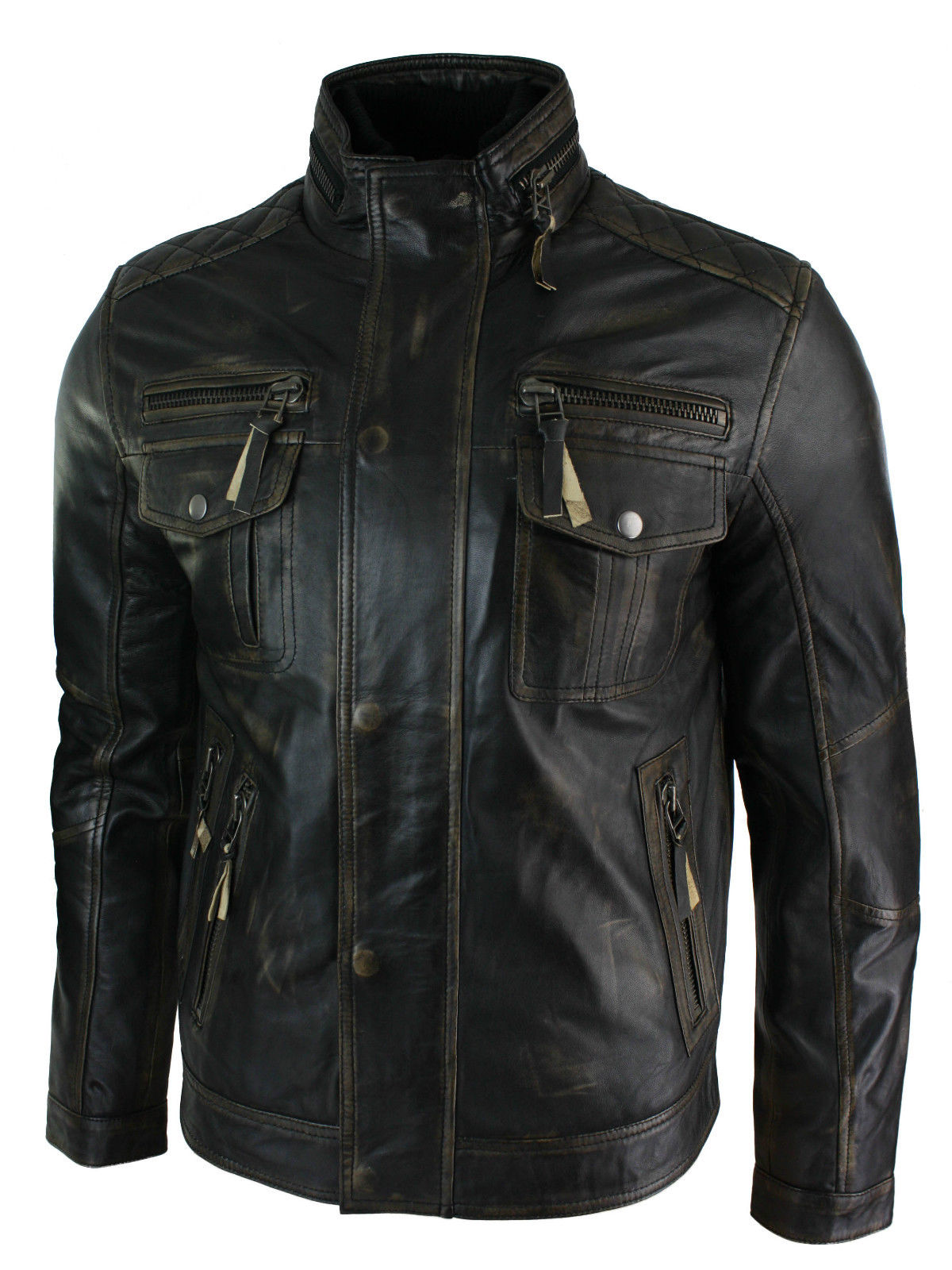 Men S Distressed Ruboff Black Brown Vintage Retro Military Leather Jackets Leatherworld2014 Online Store Powered By Storenvy