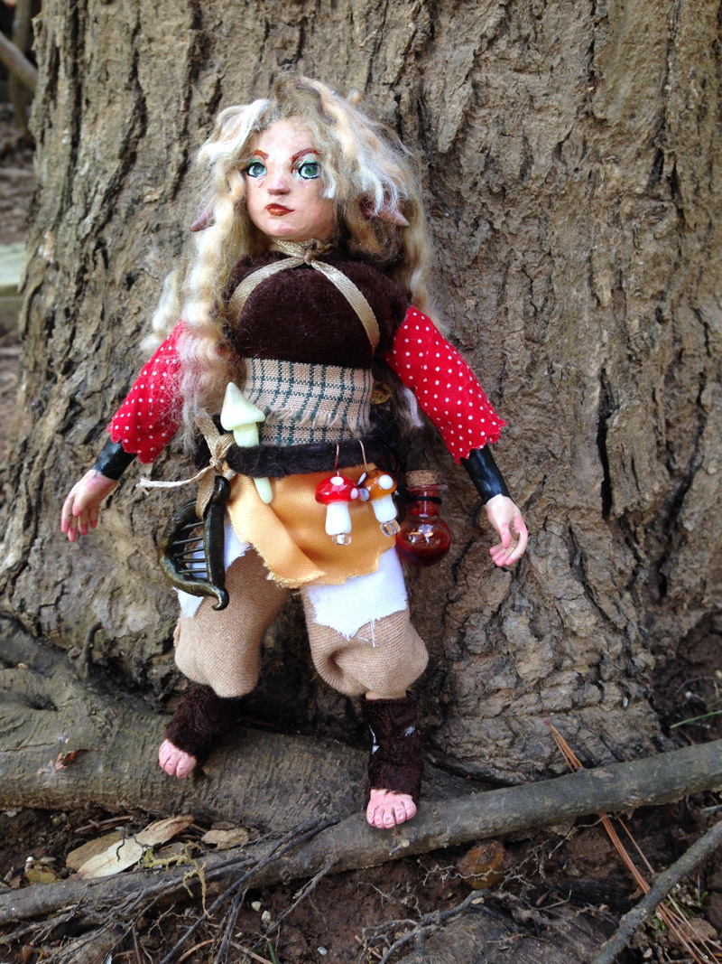 A Fearsome Artisan's Craftbox | Gnome Bard Art Doll / OOAK Polymer Clay