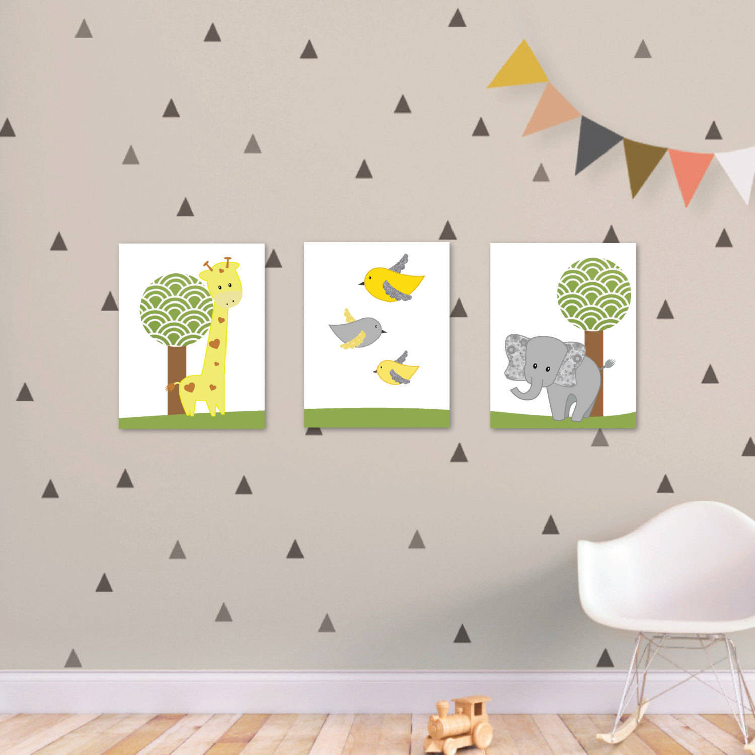 yellow and grey elephant nursery