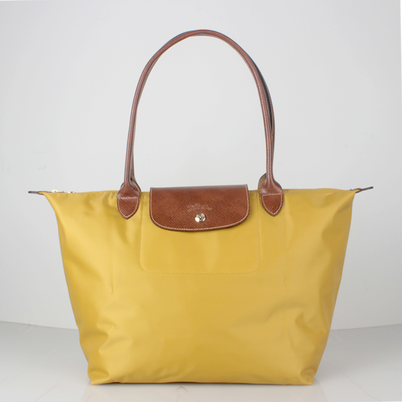 France Made Auth Longchamp Le Pliage Nylon Large Tote Bag Curry 1899089432 Free Shipping