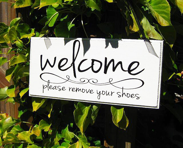 Handmade Wooden Plaque /'..please remove your shoes.../' House warming Gift