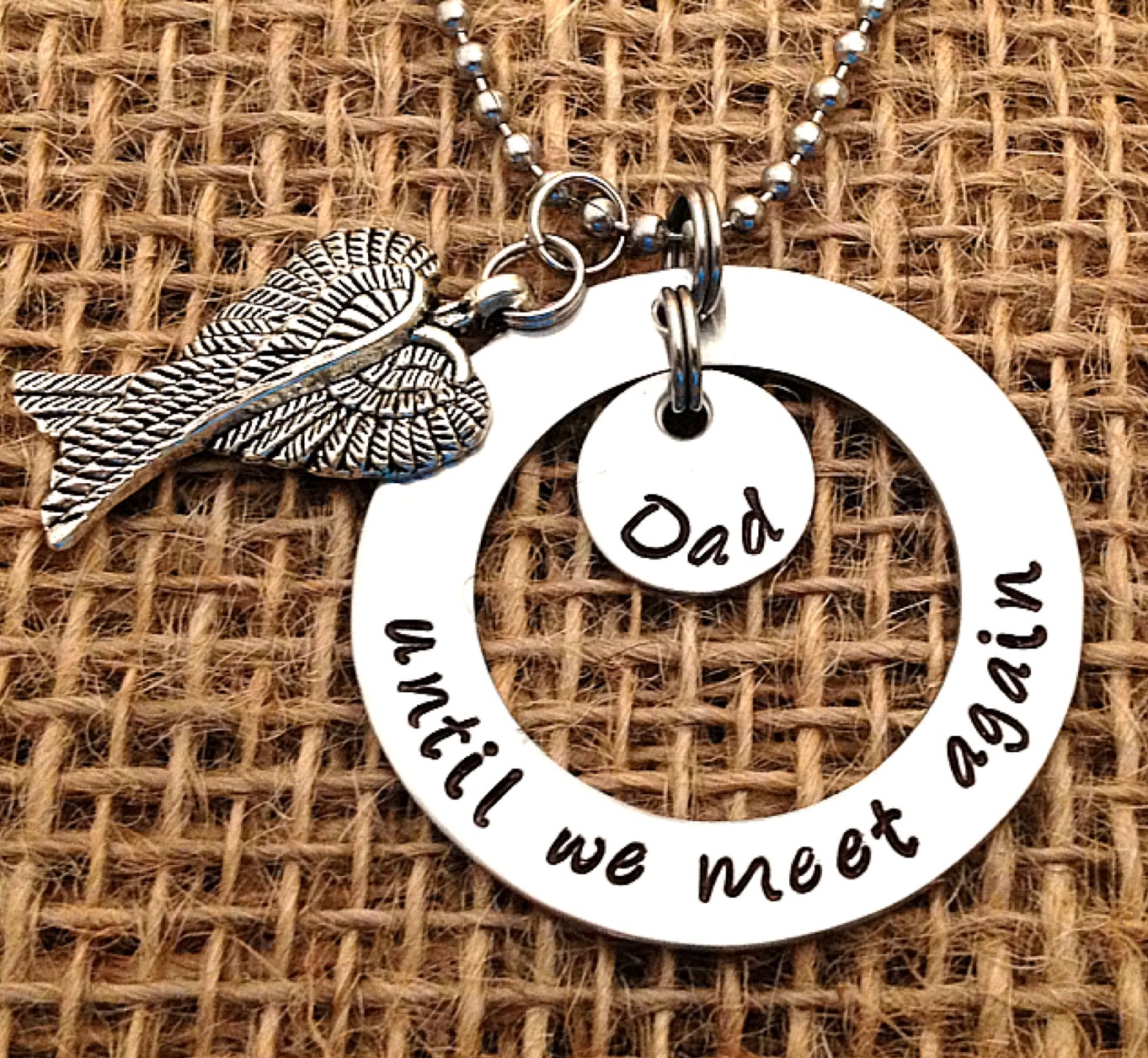 Hand Stamped My Angel Necklace Until We Meet Again Double ...