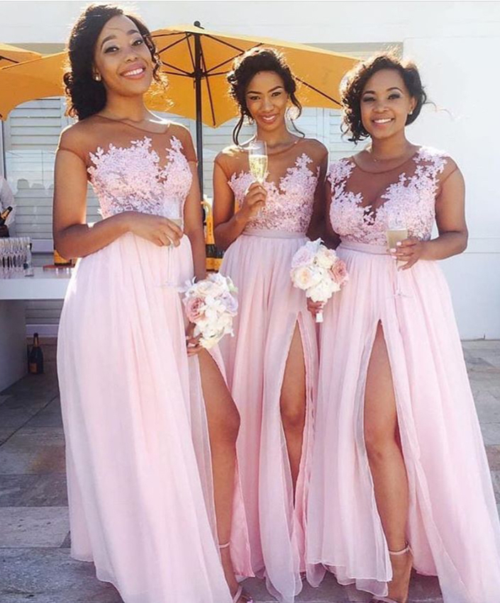 bridesmaid dress pink long
