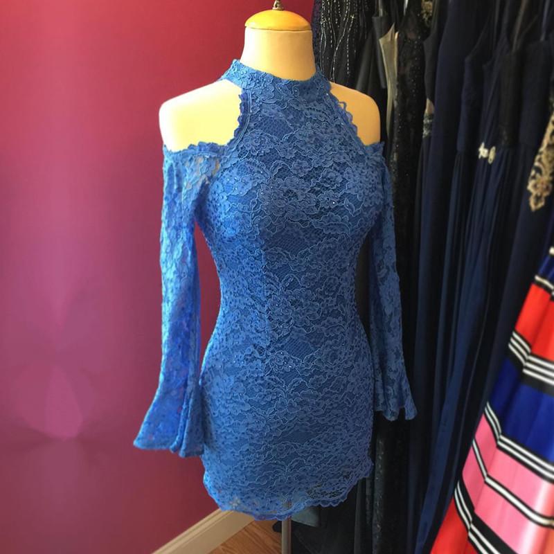 high neck off shoulder dress