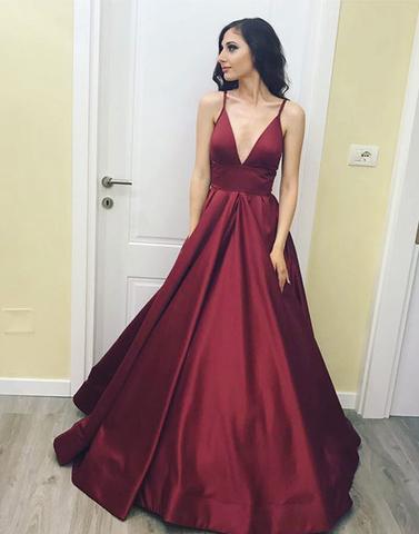 burgundy evening dress