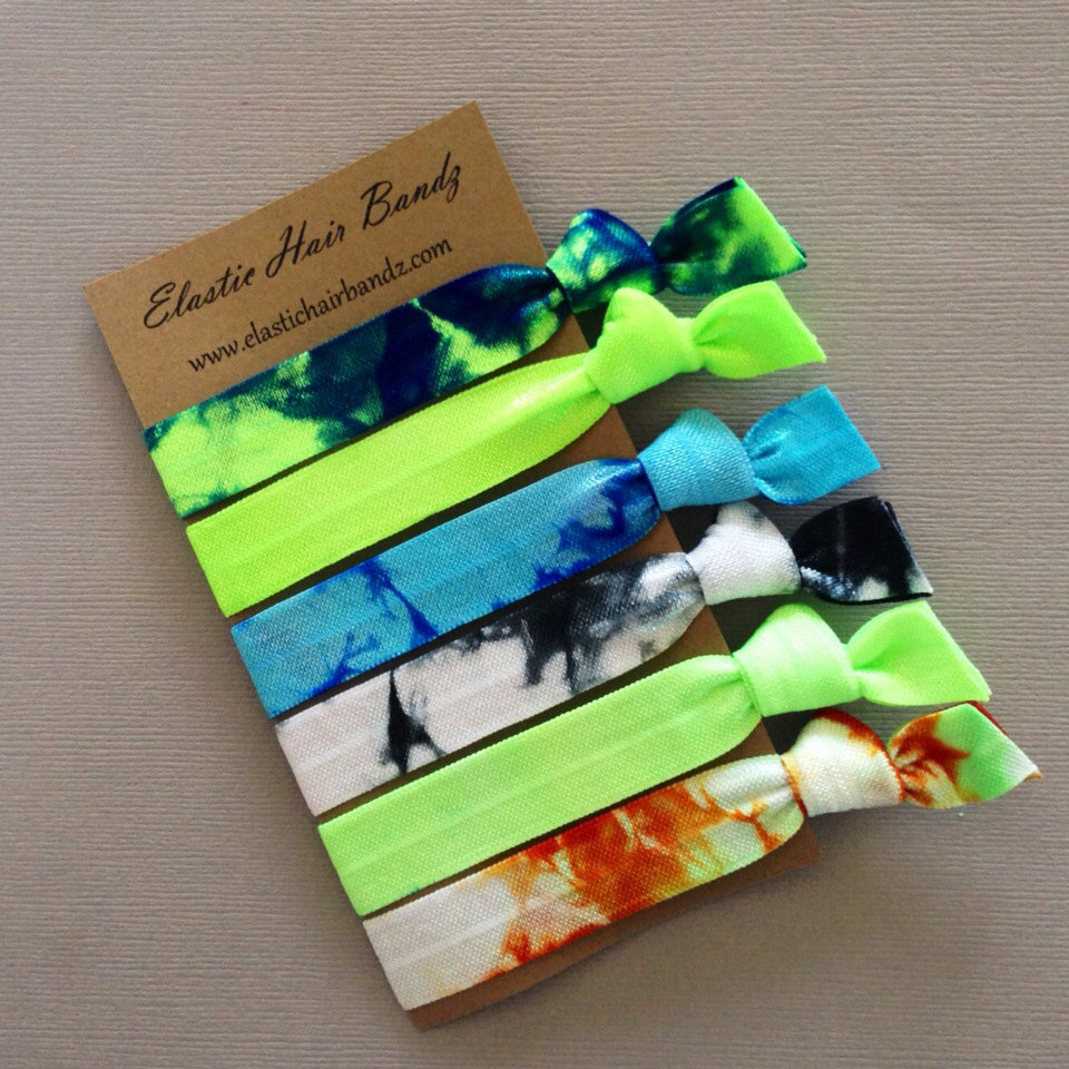 The Tyler Tie Dye Hair Tie Ponytail Holder Collection 6 Elastic