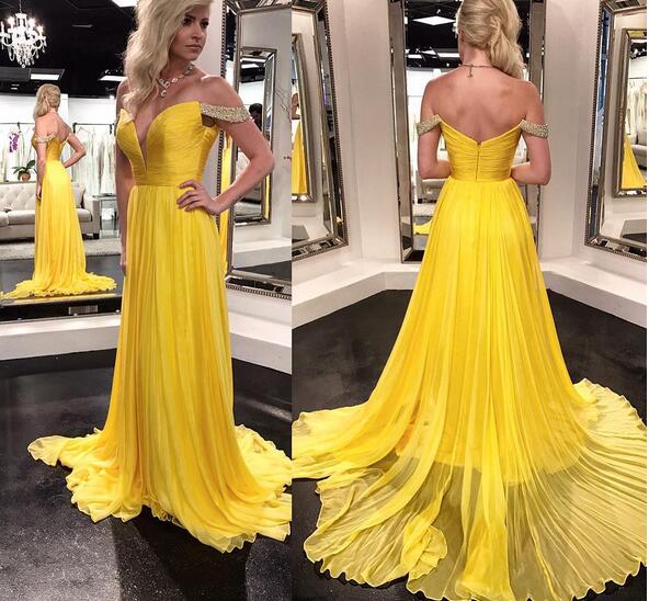 yellow sexy prom dresses