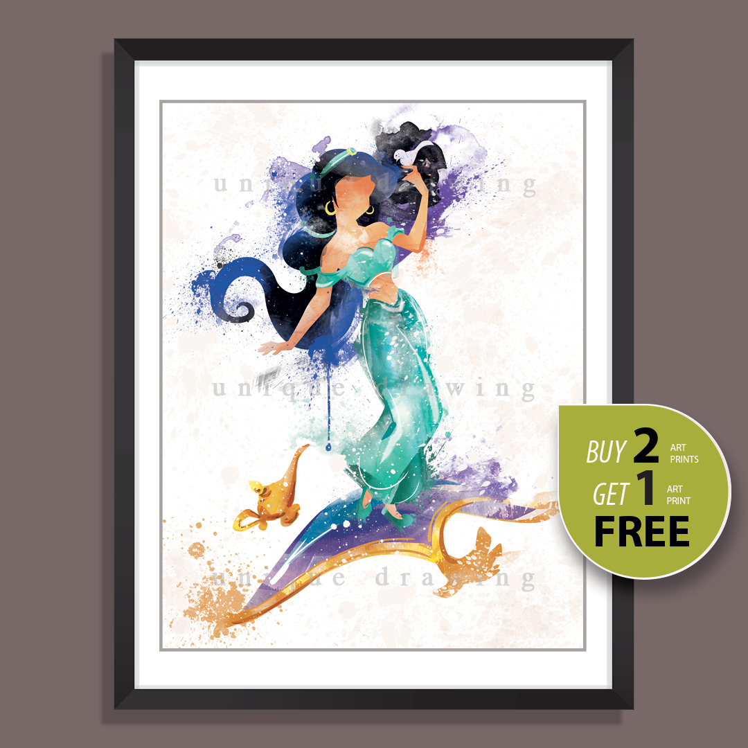 Photo Added A5 up to A3 Photo Wall Art Personalised Disney Princess Jasmine