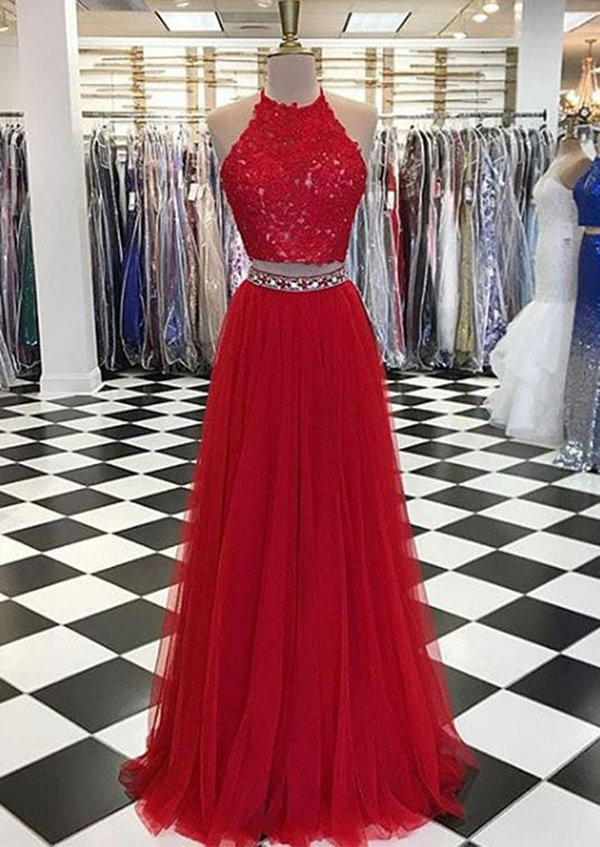 pretty red prom dress