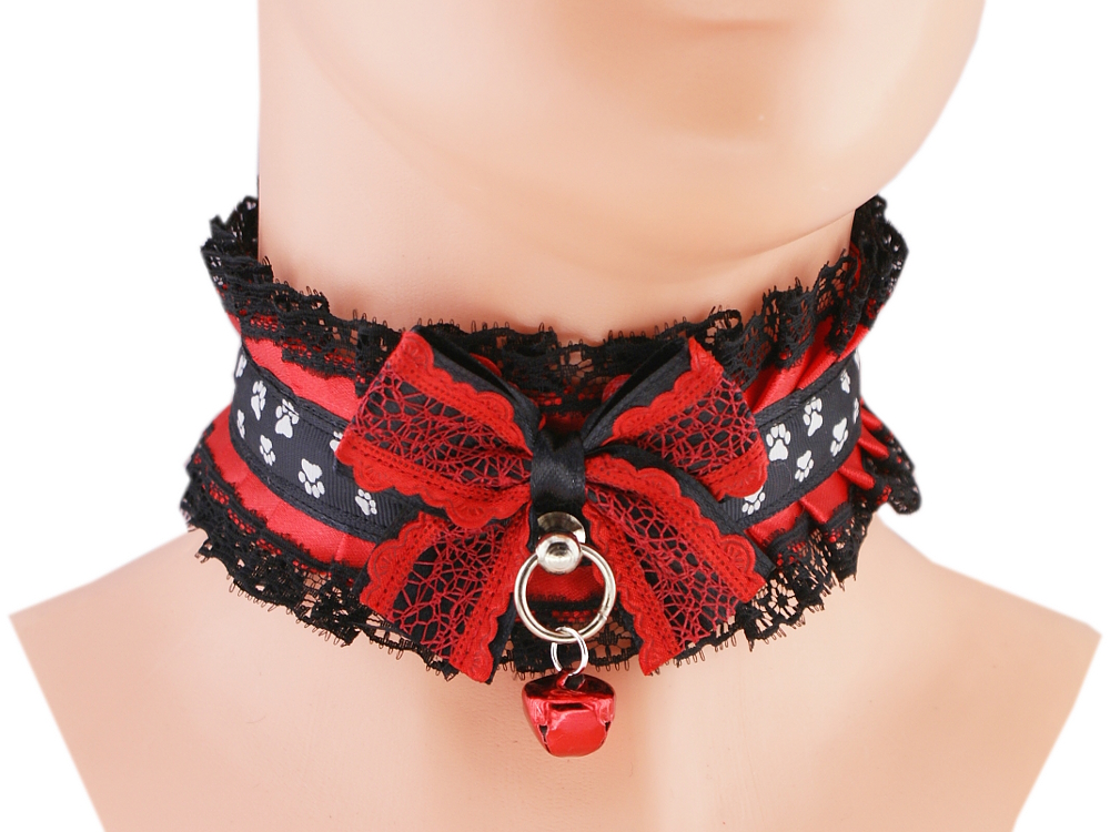 collar necklace red collar Kitten play Collar BDSM Collar cuffs Day Collar kawaii Collar Choker DDLG collar Princess Kittenplay neko V1