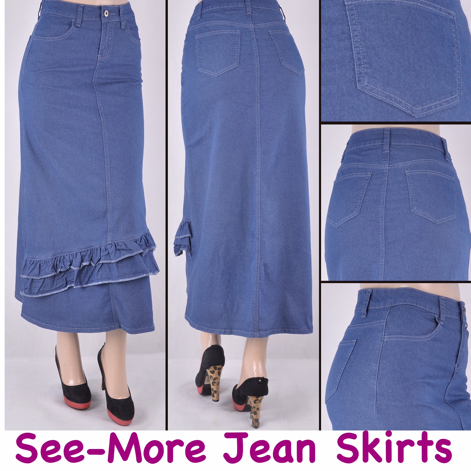 jean ruffle skirt