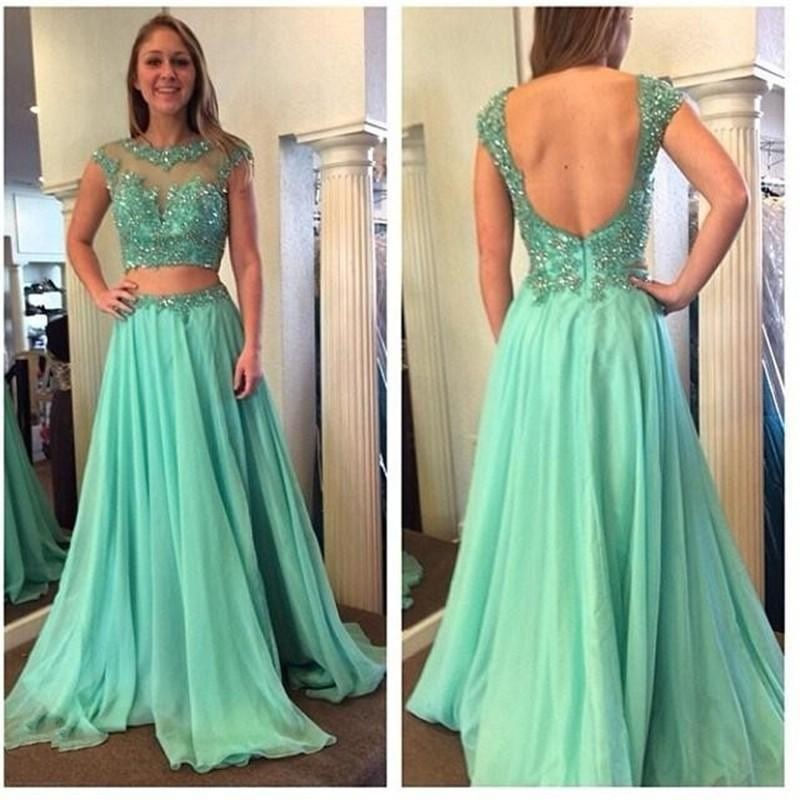 Turquoise Chiffon Evening Dresses