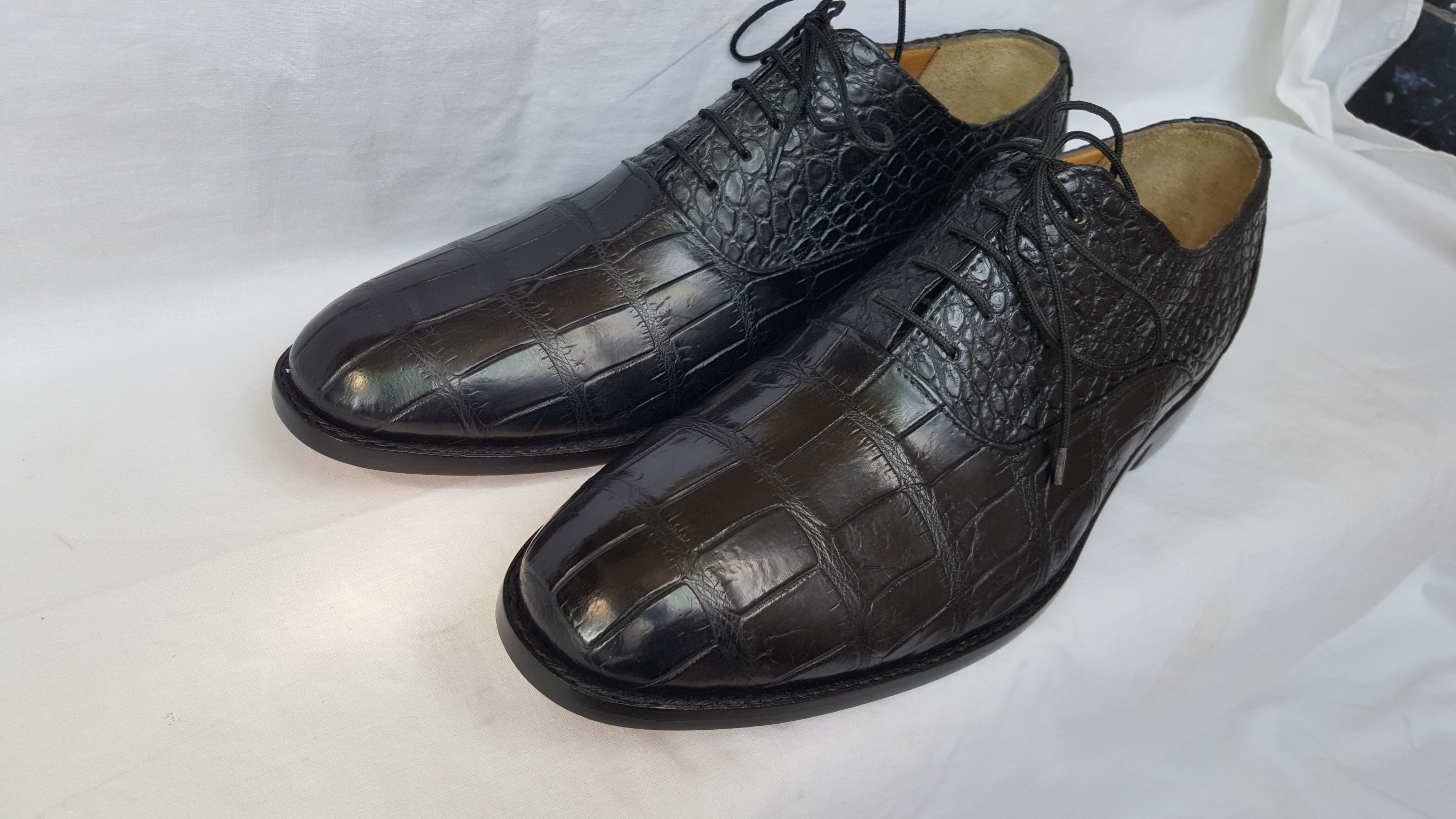black crocodile court shoes