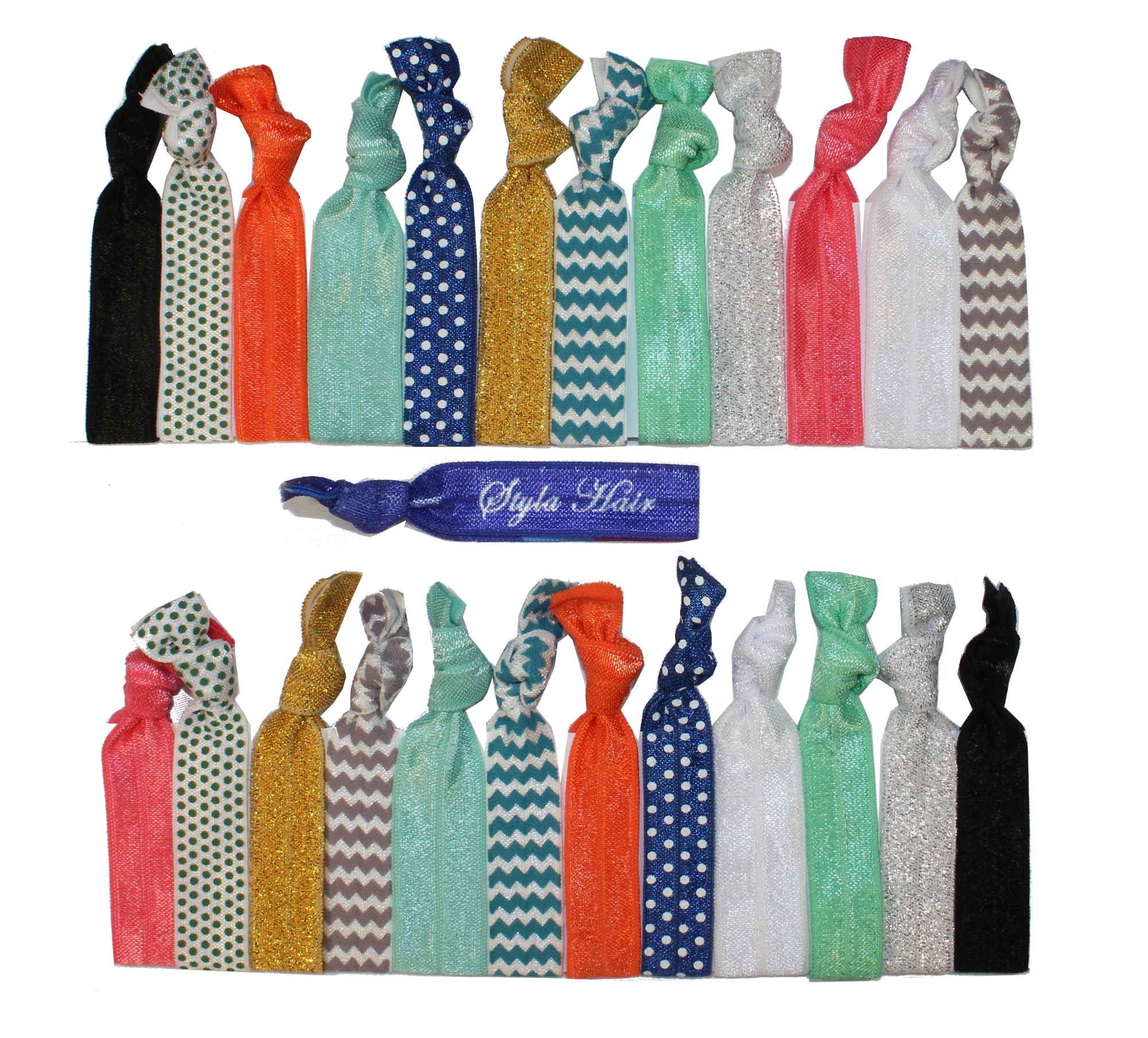 No Crease Ribbon Hair Ties 25 Pack Variety Ouchless Elastic