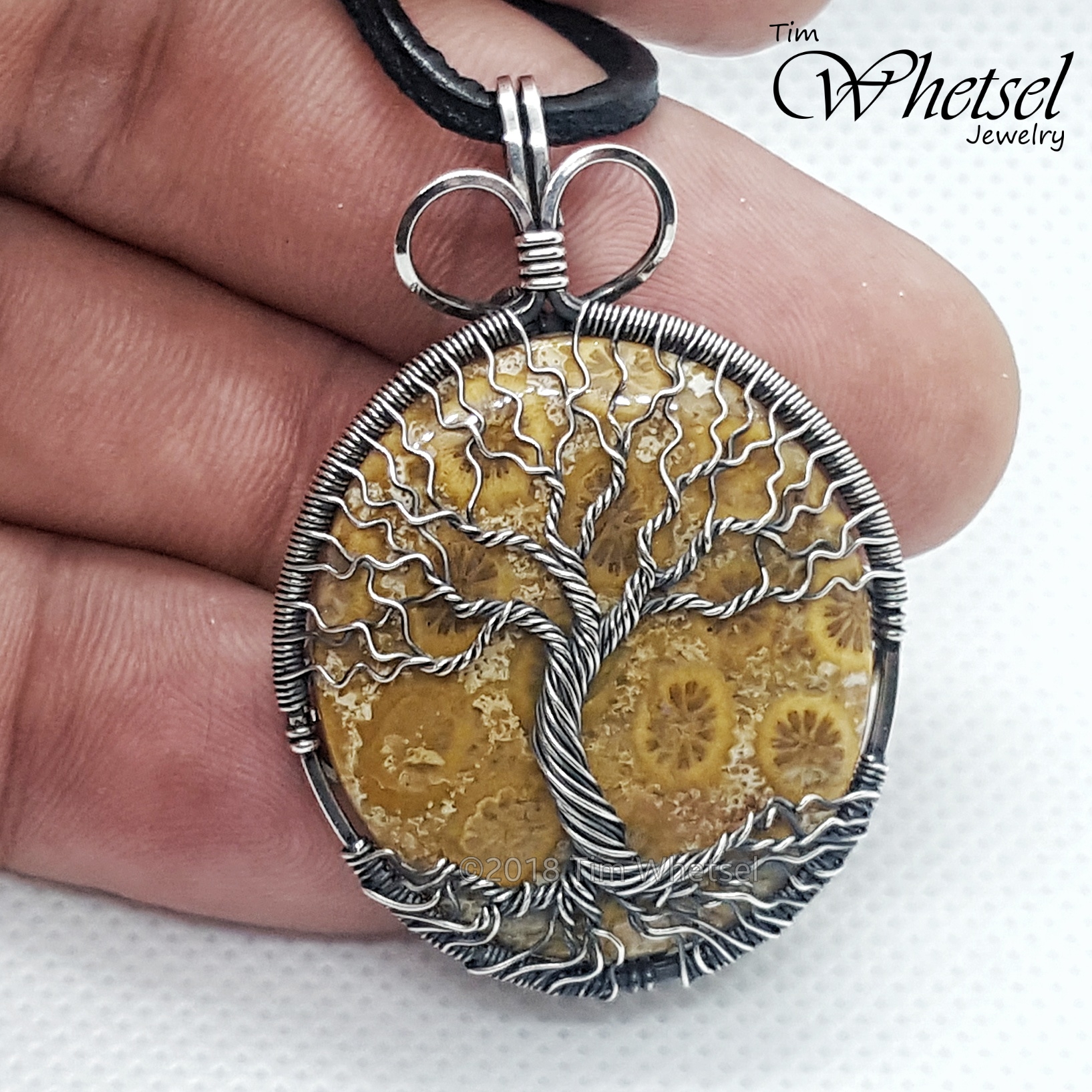 Natural Fossil Coral Pendant \\ Necklace Handmade 925 Sterling Silver Pendant Jewelry Best Gift BP 1787