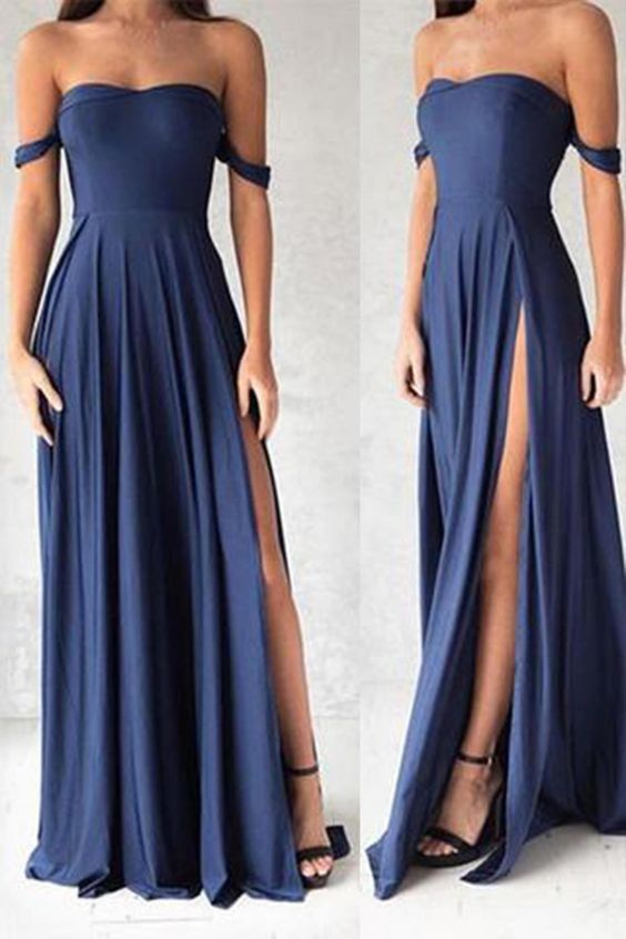 simple navy prom dress
