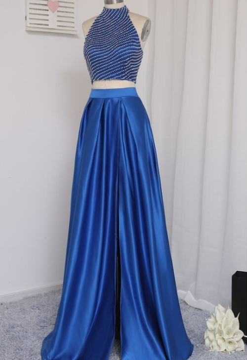 Pearl Collar Prom Dress