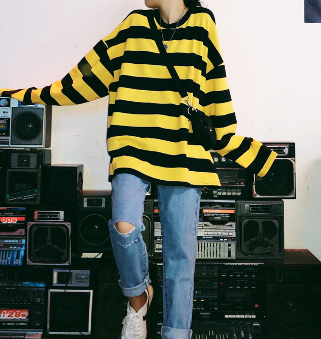 BILLIE STRIPED SWEATER YELLOW / OCHRE