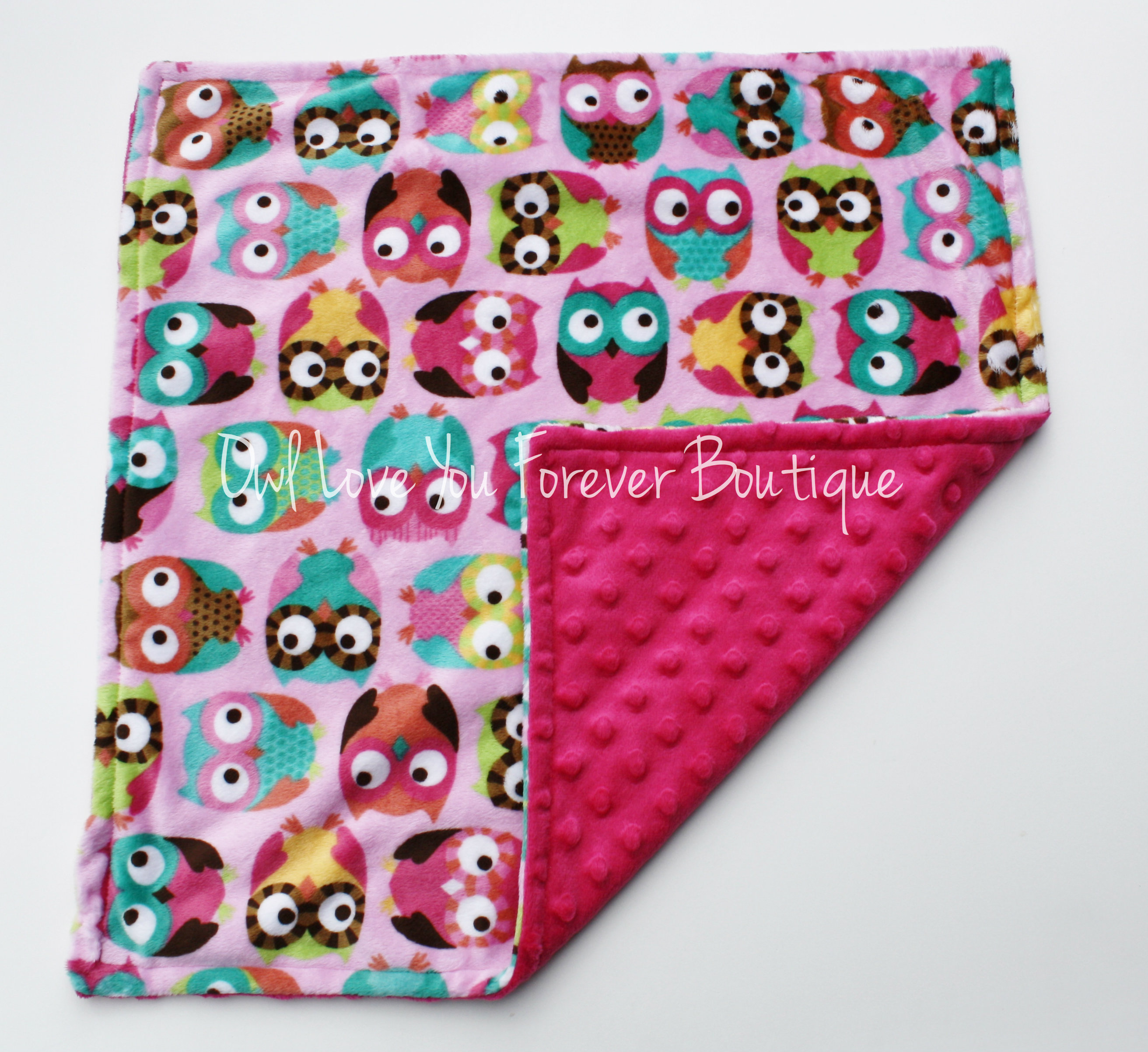 pink owl security blanket