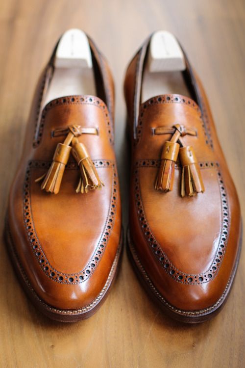 Handmade Men's Tassels Fashion Shoes, Tan Brown Loafer Slip On Formal Shoes · leatherworld2014