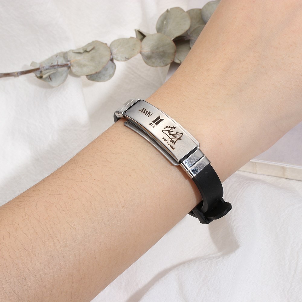 Boys Titanium Kpop Bracelet Fashion V Silicone Men BTS