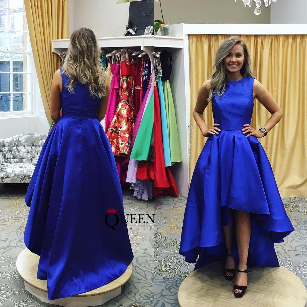 royal blue high low dress