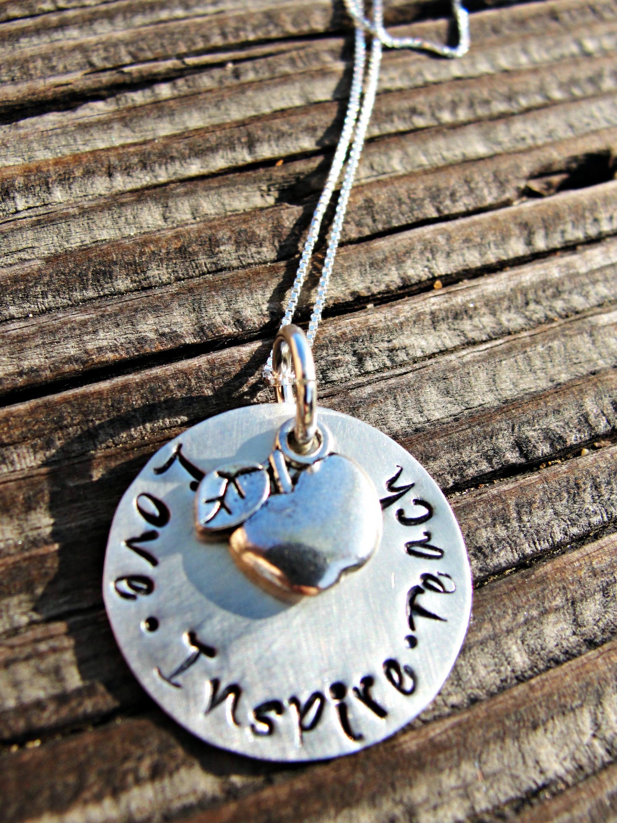 Custom Hand Stamped Sterling Silver Teachers Necklace