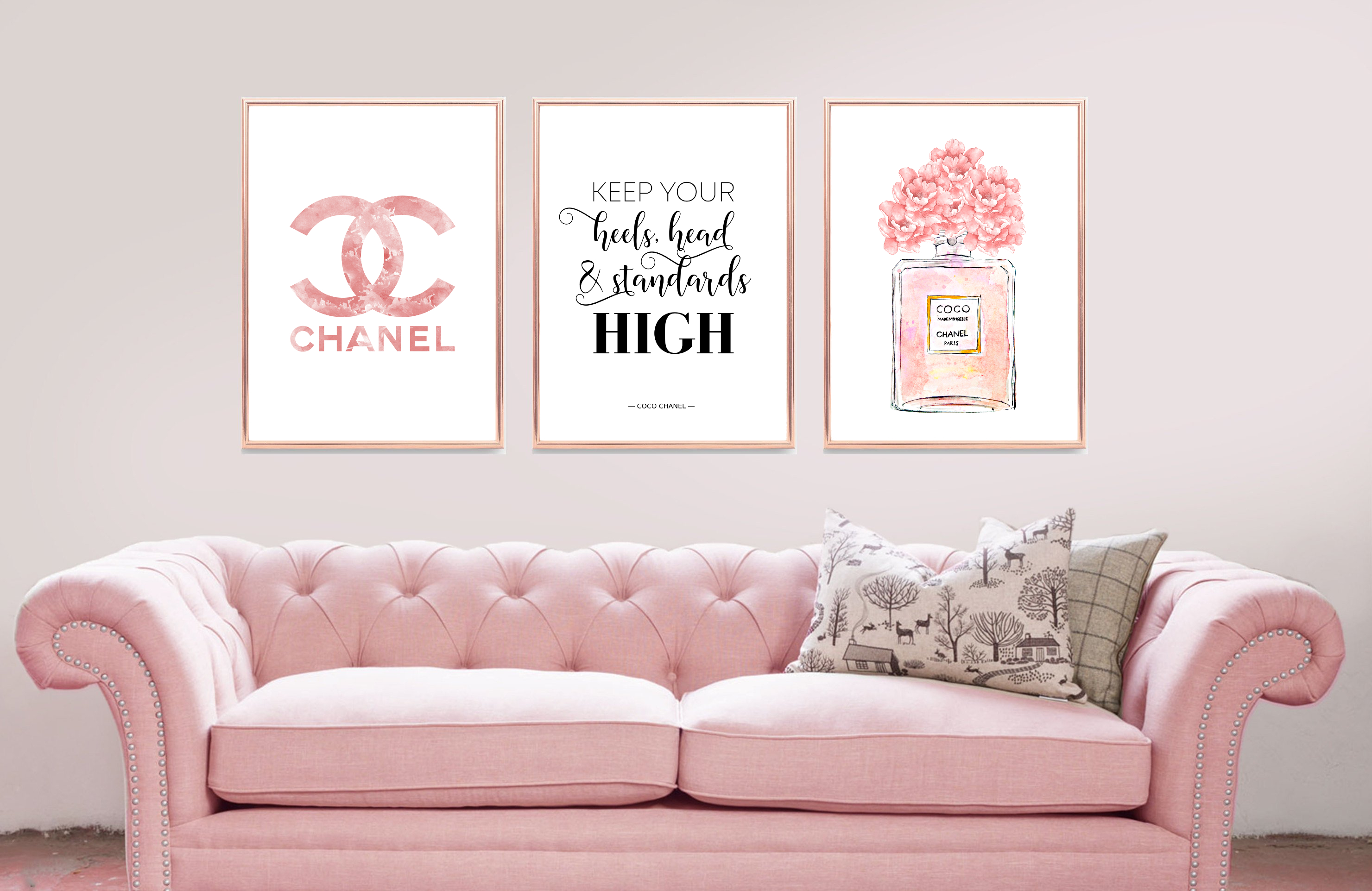 Set of 3 prints, Inspired By Chanel Perfume, Fashion Wall